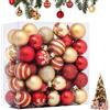 BFYGDP Palline di Natale 50 Pezzi Mini Palline Albero Natale Ø 4cm Ornamenti di Palla di Natale con Cordino Piccole Decorazioni di Palle di Albero di Natale Infrangibili (Rosso e oro)