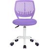 FurnitureR Sedie Cucina, Imbottita, Girevole, Comoda Ruote, Schienale, Sedia Senza Braccia per Sala da Pranzo, Soggiorno, Viola, Metallo, Lilla, 1pc Chair