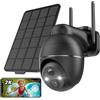 YESKAMOU Telecamera Wi-Fi Esterno Senza Fili, 2K Telecamera WiFi Esterno Senza Fili Videocamera Sorveglianza, Pannello Solare a Batteria, Visione Notturna a Colori, Funziona con Alexa, 360° PT, 2,4GHz
