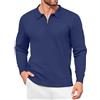 COOFANDY Maglione da Uomo con Mezza Zip e Colletto a Camicia, Polo Basic Lavorato a Maglia per Il Tempo Libero, Camicia a Maniche Lunghe, Blu, S