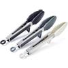 TOWINGO Pinze Cucina Silicone, 23cm Pinza Barbecue Acciaio Inoxe per Spaghetti Insalata BBQ Carne Pasta(Nero, Bianco, Grigio)