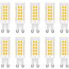 Jiotouhu Confezione da 10 lampadine LED G9 5W G9 (equivalente a lampadine alogene da 50W), luce bianca calda 3000K, senza sfarfallio, angolo di 360 gradi, AC 220-240 V