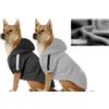 OWBB® Set di 2 felpe con cappuccio per cani di medie dimensioni, con cappuccio, in pile, per cani, in cotone (nero+grigio/5XL)