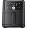 Innsky Friggitrice ad Aria Calda 6 Litri, Air Fryer con LED Touch Screen, Friggitrice Senza Olio Design Compatto, Fino A Sei Persone, 1500W, 8 Programmi, Basso Rumore, Ricette Italiane, Color Nero