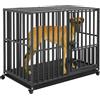 BingoPaw Gabbia per cane Antimorso: Kennel Cane Interno Taglia Media Trasportino con Ruote Esterno Resistente Indistruttibile Box Gabbia per cani Metallo Struttura Pesante, 2 Chiavistelli 95x57x81cm
