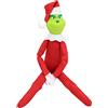 Fehodun Grinch PlüSchtier Grinch Elf con cappello di Natale Self Bambola Decorazione natalizia con rosso e verde per la decorazione della casa