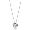 OROVI Collana Donna Oro Bianco 18KT Collana con Ciondolo con Tondo con Diamante naturale taglio brillante 0,05 ct 40 cm, estendibile fino a 42 cm, in astuccio portagioie