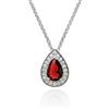 namana Collana Rosso Rubino con Ciondolo a Goccia, Argento con Zircone Rosso a Forma di Pera, per Donna e Ragazza, Bigiotteria con Confezione Regalo