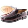 Generisch Loafer con suola in pelle nera da uomo fatti a mano mocassini taglia EU comoda larghezza, bordeaux, 43 EU Larga