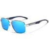 KINGSEVEN Occhiali da Sole Quadrati Polarizzati da Aviatore per Uomo Occhiali da Sole Classici con Protezione UV400 Lenti a Specchio Fashion Vintage Retro Style 7719 (Blu)