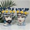 CERAMICHE CALTAGIRONE Teste di Moro siciliane in Ceramica Caltagirone Uomo-Donna cm 25