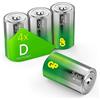 GP Batterie super alcaline D 1,5 V, ideali per l'alimentazione di dispositivi di uso quotidiano - Nuova tecnologia G-TECH-Longlife, 4 batterie LR20