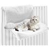 Jokapy Amaca per Gatti Termosifone Cuccia Gatto Termosifone con Morbida e Calda Coperta di Peluche Lavabile Felpata Letto per Gatto da Appendere Amaca da Finestra per Gatti per Animali (Bianco, Piazza)