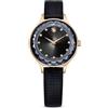 Swarovski Octea Nova Orologio, con CristalliSwarovski e Cinturino in Pelle, Placcato in Tonalità Oro Rosa, Meccanismo al Quarzo, Nero