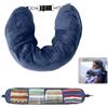 BOXOB Cuscino da Viaggio Riempibile con Vestiti, 18,5x80cm Cuscino Collo Aereo Cervicale da Viaggio Riempibile per Gli Elementi Essenziali di Viaggio di 3 Giorni Solo Federa da Senza Riempitivo(Blu Scuro)