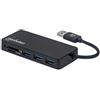 Manhattan -Products - Hub USB con lettore di schede Micro/SD - Multiporta con SuperSpeed 3 porte USB 3.1, 2 slot per schede SD, Plug & Play, Notebook