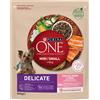 PURINA ONE Mini Delicate Salmone e Riso Crocchette per cani - Set %: 3 x 800 g