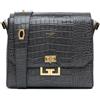 Givenchy Pre-Owned - Borsa a tracolla Eden media Croc goffrata 2019 - Donna - pelle di vitello - Taglia unica - Grigio