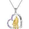 HOOHWE Collana con ciondolo a forma di padre e figlie, in argento Sterling 925, con ciondolo a forma di cuore, per papà, figlia, regalo di compleanno per donne e ragazze, 20.8 x 22 mm, Argento