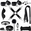 Yojiaco Set di ritenuta del letto bondage, set di bondage SM 11pcs con restrizioni, set di ritenuta del letto fetish con manette, maschera per gli occhi, butt plug, giocattoli erotici del sesso