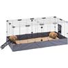 Ferplast Gabbia per Conigli, BUNNY HUB 02 Recinto per Interno/Esterno, Completo di Accessori, In Ferro e Plastica Riciclati, Telo Versatile, Facile Pulizia, 140 x 71 x h 59,5 cm
