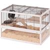 Ferplast Gabbia per criceti DOMSTER, Gabbia per topi a 3 livelli, con accessori, piattaforme e scale, metallo verniciato e legno FSC, base trasparente, gabbia per criceti in legno 80 x 50 x h 56 cm