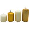 Dekohelden24 Candele dell'Avvento, a pilastro e da tavolo, candela da tavola in oro bianco e oro glitter, contenuto della confezione: 4 pezzi, a gradini da 5