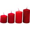 Dekohelden24 Candele dell'Avvento, candele a pilastro, candele dell'Avvento, candele da tavolo, candele a blocco, candela da tavola in rosso avventura e rosso glitter, contenuto della confezione: 4 pezzi, a