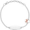 Disney Bracciale Bambine con Minnie Mouse in Argento targhetta per Incisione, Lunghezza 13-18cm