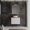 DEGHI Mobile bagno sospeso 70 cm con cassetti bianco opaco cannettato con top rovere gold e specchio - Deck