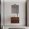 DEGHI Mobile bagno sospeso 70 cm con cassetti rovere deciso cannettato e top cashmere con specchio - Deck
