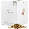 PISTAMED - Pistacchi pelati - Senza sale - Tostata artigianale - Alto contenuto di fibre - Diete Vegetariane e Vegane - Contenuto: 1,12 kg (Confezione da 32 buste)