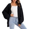 CUTeFiorino Maglione Clip da donna, casual, cardigan, con bottoni, a maniche lunghe, oversize, per donna, in lana corta, Nero , L