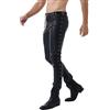 WEITING Pantaloni in Pelle da Uomo in Lattice Pantaloni Lucidi in Ecopelle a Vita Bassa Pantaloni Attillati alla Moda per spettacoli teatrali in Discoteca Performance di Gruppi Rock-M-Nero A
