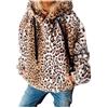 LJHH Felpa Da Donna A Maniche Lunghe In Pelliccia Sintetica, Cappotto Con Cappuccio Giacca Leopardate Con Tasche Larghe Capispalla Felpa Peluche Giacche Cardigan Outwear