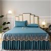 Morbuy Gonna da Letto Pizzo per Matrimoniale e Una Piazza e Mezza Elasticizzata Copriletto con Volant Coprirete per Letto Lenzuola con 2 Federe (120x200cm,Blu Pavone)