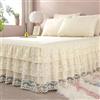 ELYSYSRL Gonna da Letto Matrimoniali Eleganti/Una Piazza E Mezza/ Singoli Leggeri Copriletti in Pizzo con Volant Bed Skirt Singolo/King Size Coprirete per Letto Lenzuola con 2 Federe
