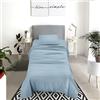 IlGruppone Il Gruppone Passione Casa Set Lenzuola 100% Cotone Di Flanella Completo Letto Made In Italy Anti-Pilling Tinta Unita Lenzuolo Sopra Sotto Federe (Azzurro, Singolo)