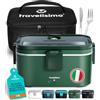TRAVELISIMO Scaldavivande Elettrico Portatile Extra Grande 1,8L 100W Portapranzo Riscaldabile Portatile, 220V/12V/24V Porta Pranzo Riscaldabile per Viaggio e Lavoro, Porta Pranzo Termico