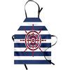 ABAKUHAUS Timone Grembiule, Ship Wheel Red, Comodo per la Cucina Unisex con Collo Regolabile per Cucinare Cuocere Arrostire e Giardinaggio, Navy Blu Rosso