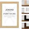 JCNORD Cornice Portafoto in Legno Color Rovere MDF A4 (21x29,7 cm) con Vetro Acrilico Infrangibile | Moderna per Pareti e Tavoli