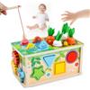 Focenat Giochi Montessori in Legno per Bambini 3 4 5 Anni, 9-in-1 Giocattoli Educativi e Sensoriali con Pesca Magnetica, Carota, Labirinto, Ingranaggi, Regalo di Compleanno, Natale, Pasqua