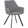 Totò Piccinni Poltroncina CAMELIA in similpelle trapuntata imbottita con gambe in metallo (Grigio, 1)