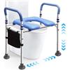 CISSIYOG Rialzo WC per Anziani, Telaio Di Supporto Per WC, Rialzo Per Sedile Wc Rialzo Per WC, Sedia WC per Anziani Disabili, Sedile WC Rialzato Regolabile con Maniglie, Braccioli per WC, Fino a 150 kg (Blu)