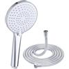 YEAUPE PRO Soffione Doccia Con Tubo 1.6M, YEAUPE PRO Soffione Doccia Anticalcare 3 Tipi Di Getto, Grande (Φ120Mm) Risparmio Idrico, Cromo