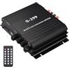 Lorrgasw S-299 Mini Amplificatore di Potenza Audio Stereo 4.1 BT Amplificatore Audio Remoto Portatile Un Doppio Uso per Auto e Casa 4X40W Spina UE