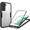 Haygdz Cover per Samsung Galaxy S22 Plus 5G 6.6, 360 Gradi Antiurto Custodia con Protezione dello Schermo Integrata e Protezione Fotocamera, Trasparente Rugged TPU Bumper Doppia Protettiva Case- Nero