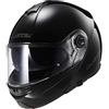 LS2 Custodia anteriore moto casco FF325 Strobe solido adulto moto touring Adventure modulare Flip Up casco, colore: Nero lucido
