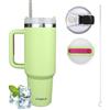 STARLA Tazza Termica con cannuccia e manico, grande 1,2 l, 2 coperchi, tazza termica a tenuta stagna, tazza da caffe da asporto, tazza per acqua, tazza per bevande, tazza da viaggio (verde chiaro)