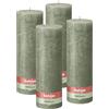 Bolsius Rustik Candela XXL - Verde - Set di 4 candele - Lunga durata di combustione 200 ore - non profumate - Include cera naturale vegana - senza olio di palma - 30 x 10 cm